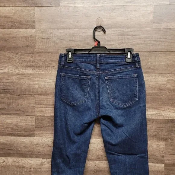 LOFT Curvy Straight Frayed Raw Hem Ankle Jeans Size 25‎ Womens Blue Medium Wash - Picture 8 of 13